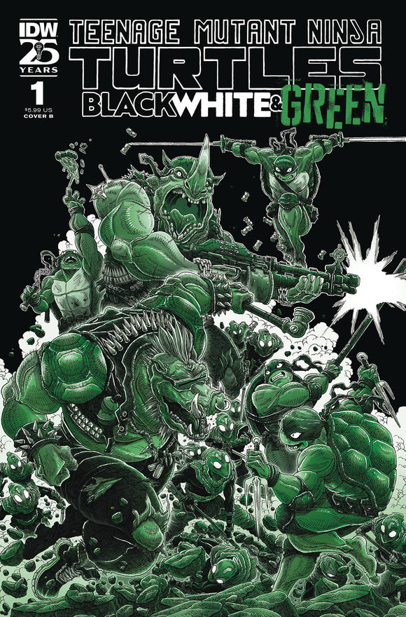 TMNT BLACK WHITE & GREEN #1 CVR B STOKOE